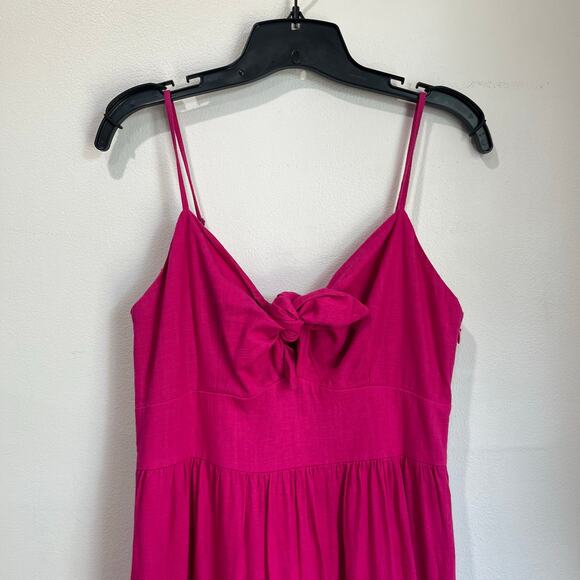Loft Pink Sleeveless Midi Dress Size 2 Bow Front Tiered Coquette Barbiecore - Picture 6 of 10